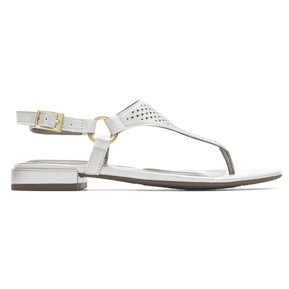 Rockport Womens Sandals White - Total Motion Zosia Thong - UK 953-FOXYJA